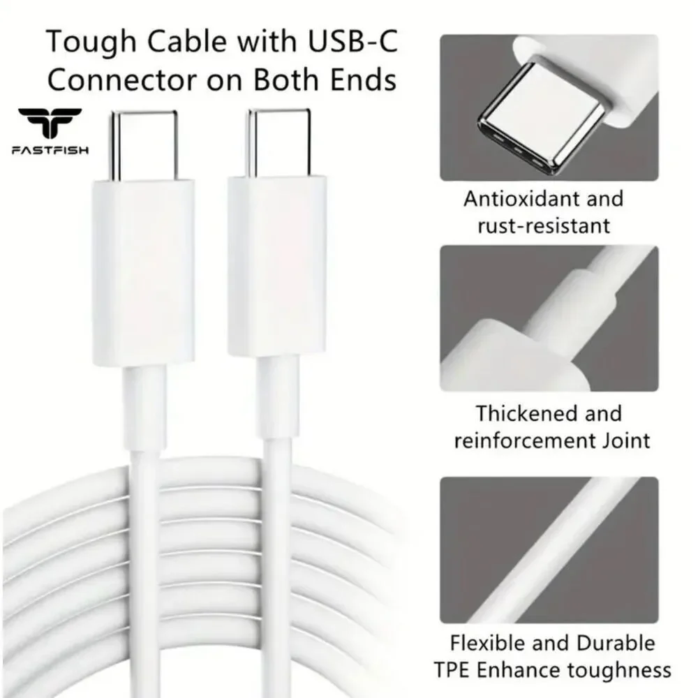 NWT 3 Pack 6 Feet Charging Cable USB C to USB-C for IPhone15/ |IPhone16/ Samsung
